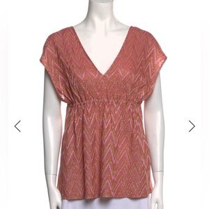 M Missoni Women's Pink Chevron Top gold and pink shimmer size small